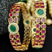 Brass Metal,gold Plated American Diamonds And Ruby Bangles ,Dispatch: 2-3 Days Cod Available