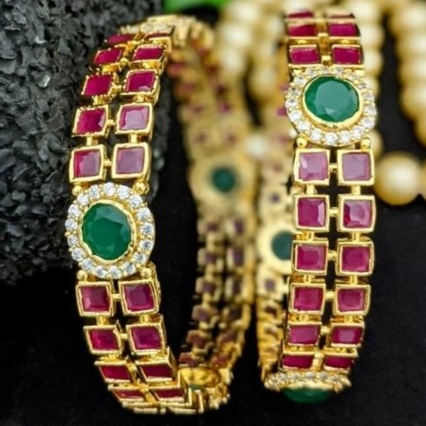 Brass Metal,gold Plated American Diamonds And Ruby Bangles ,Dispatch: 2-3 Days Cod Available