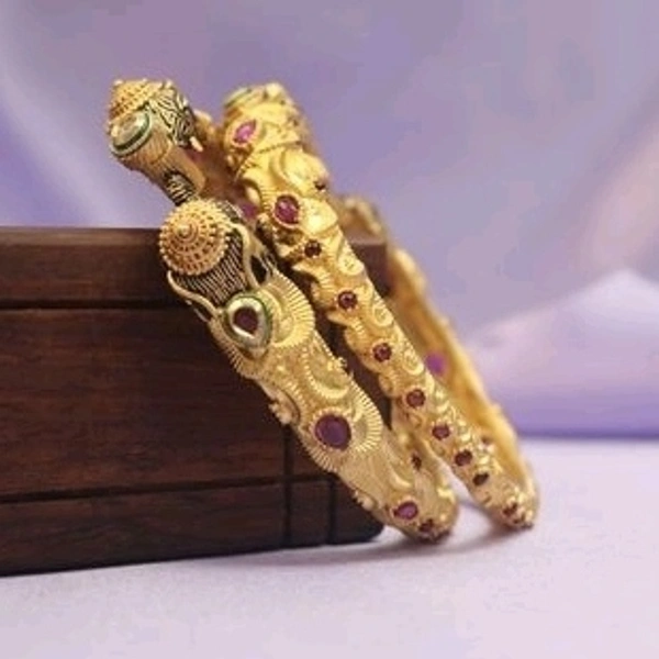 Brass Metal,gold Plated American Diamonds And Ruby Bangles ,Dispatch: 2-3 Days Cod Available
