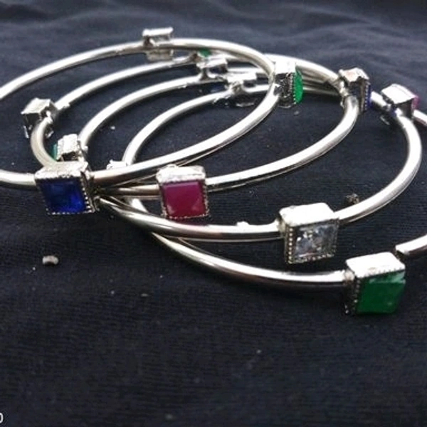 Black Metal With Kundans , And Beads Bangles All Sizes Available, Cod Available