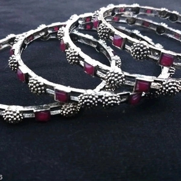 Black Metal With Kundans , And Beads Bangles All Sizes Available, Cod Available