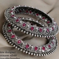 Black Metal With Kundans , And Beads Bangles All Sizes Available, Cod Available