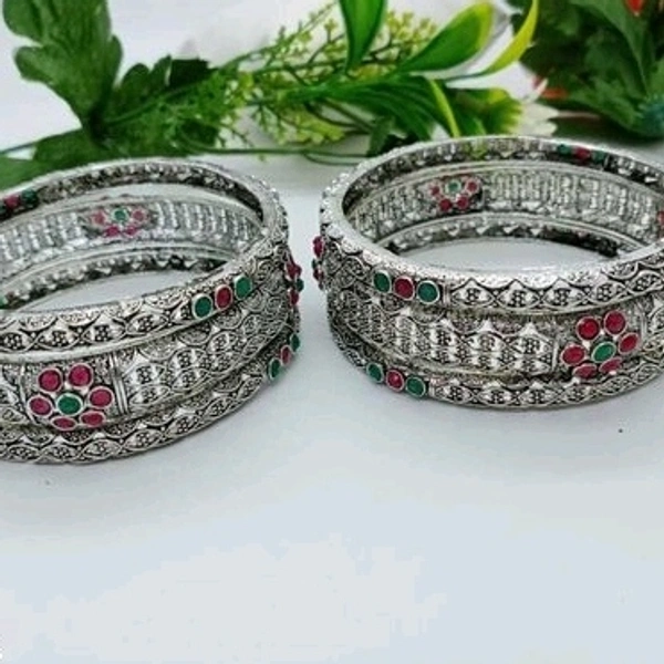 Black Metal With Kundans , And Beads Bangles All Sizes Available, Cod Available
