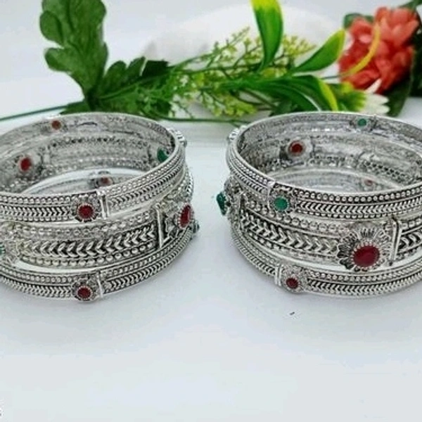 Black Metal With Kundans , And Beads Bangles All Sizes Available, Cod Available