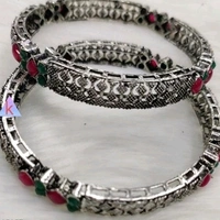Black Metal With Kundans , And Beads Bangles All Sizes Available, Cod Available