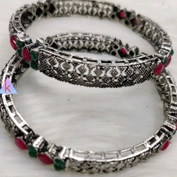 Black Metal With Kundans , And Beads Bangles All Sizes Available, Cod Available