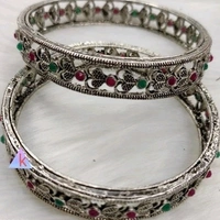Black Metal With Kundans , And Beads Bangles All Sizes Available, Cod Available