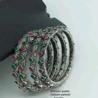 Black Metal With Kundans , And Beads Bangles All Sizes Available, Cod Available