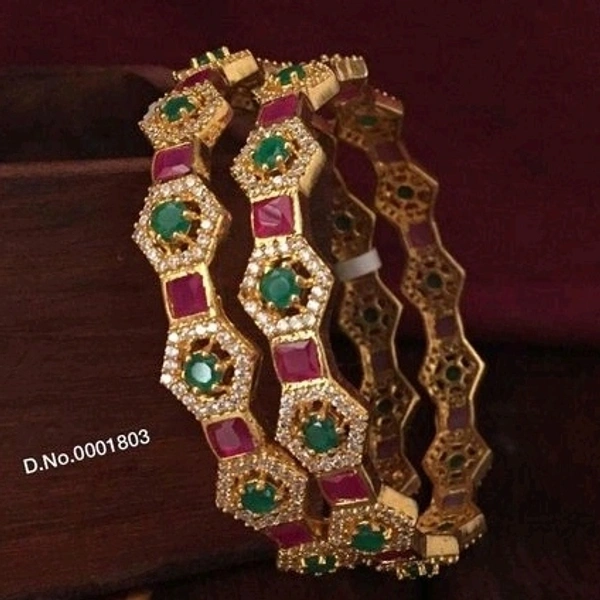 Brass Metal,gold Plated American Diamonds   And Ruby Bangles ,Dispatch: 2-3 Days Cod Available