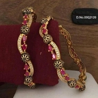 Brass Metal,gold Plated American Diamonds   And Ruby Bangles ,Dispatch: 2-3 Days Cod Available