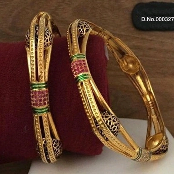 Brass Metal,gold Plated American Diamonds   And Ruby Bangles ,Dispatch: 2-3 Days Cod Available