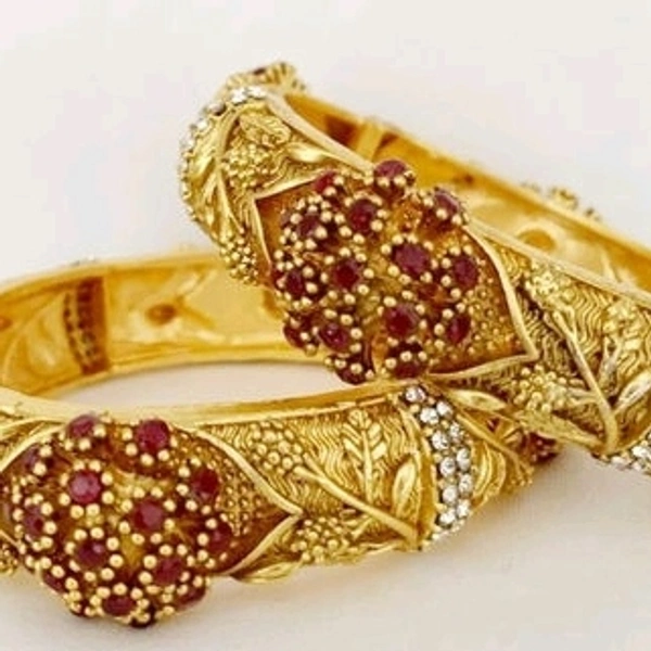 Brass Metal,gold Plated American Diamonds   And Ruby Bangles ,Dispatch: 2-3 Days Cod Available