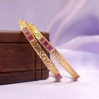 Brass Metal,gold Plated American Diamonds   And Ruby Bangles ,Dispatch: 2-3 Days Cod Available