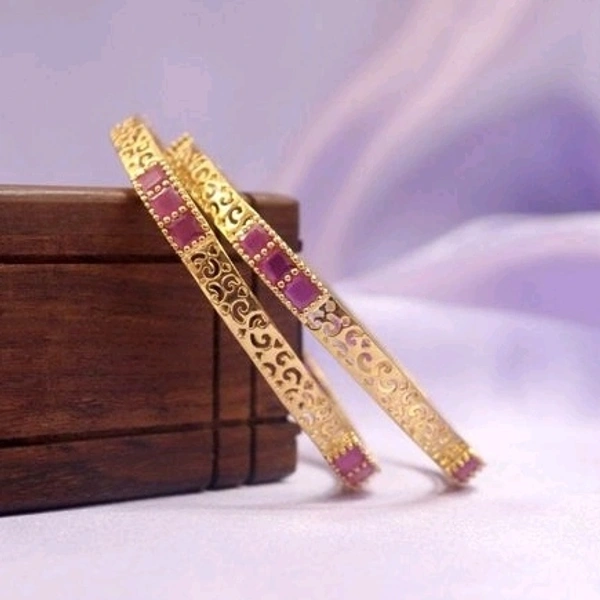Brass Metal,gold Plated American Diamonds   And Ruby Bangles ,Dispatch: 2-3 Days Cod Available