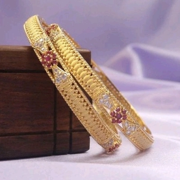 Brass Metal,gold Plated American Diamonds   And Ruby Bangles ,Dispatch: 2-3 Days Cod Available