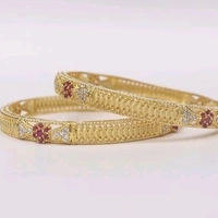 Brass Metal,gold Plated American Diamonds   And Ruby Bangles ,Dispatch: 2-3 Days Cod Available