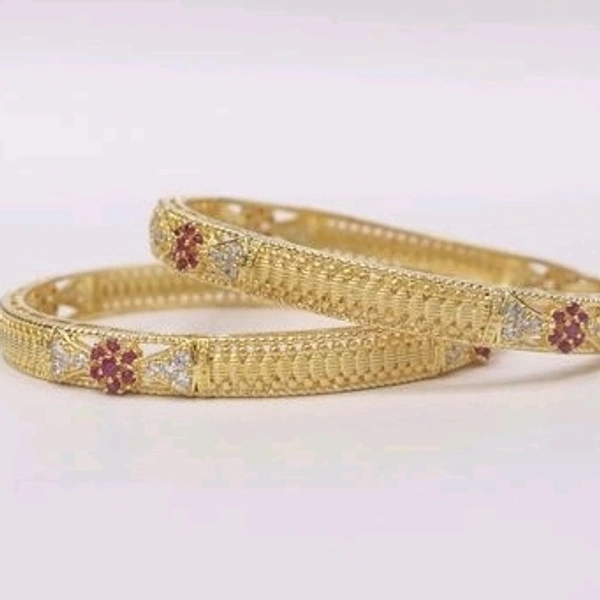 Brass Metal,gold Plated American Diamonds   And Ruby Bangles ,Dispatch: 2-3 Days Cod Available