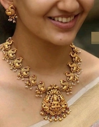 Gold Plated Brass Metal Matte Finish Short Necklace Set Cod Available So Many Designs In Short Sets