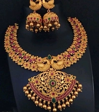Gold Plated Brass Metal Matte Finish Short Necklace Set Cod Available So Many Designs In Short Sets