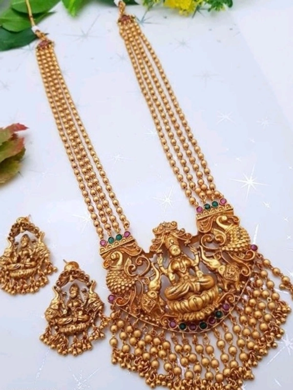 Gold Plated  Brass Metal ,Matte Finish Long Haram  Set Cod Available So Many Designs Cod Available