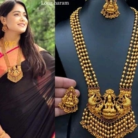 Gold Plated  Brass Metal ,Matte Finish Long Haram  Set Cod Available So Many Designs Cod Available