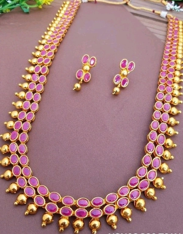Gold Plated  Brass Metal ,Matte Finish Long Haram  Set Cod Available So Many Designs Cod Available