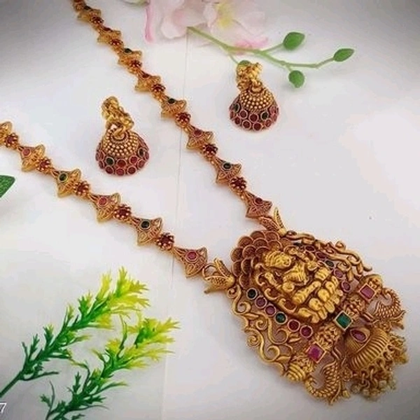 Gold Plated  Brass Metal ,Matte Finish Long Haram  Set Cod Available So Many Designs Cod Available