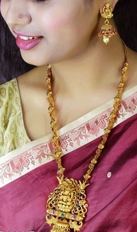 Gold Plated  Brass Metal ,Matte Finish Long Haram  Set Cod Available So Many Designs Cod Available