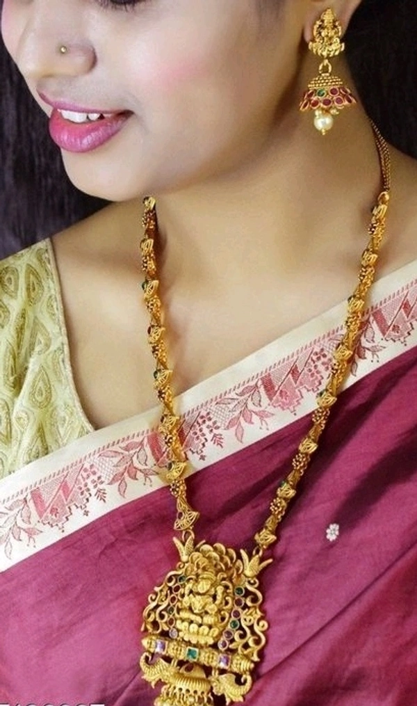 Gold Plated  Brass Metal ,Matte Finish Long Haram  Set Cod Available So Many Designs Cod Available