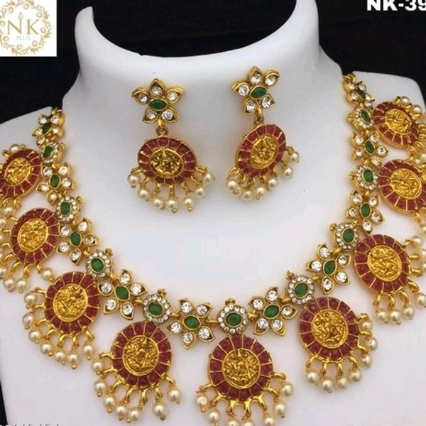 Gold Plated Matte Finsh Necklace Made With Cz Stones And Pearls Many Designs Available Cod Available