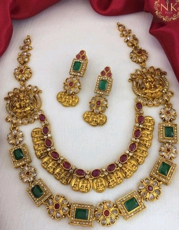Gold Plated Matte Finsh Necklace Made With Cz Stones And Pearls Many Designs Available Cod Available