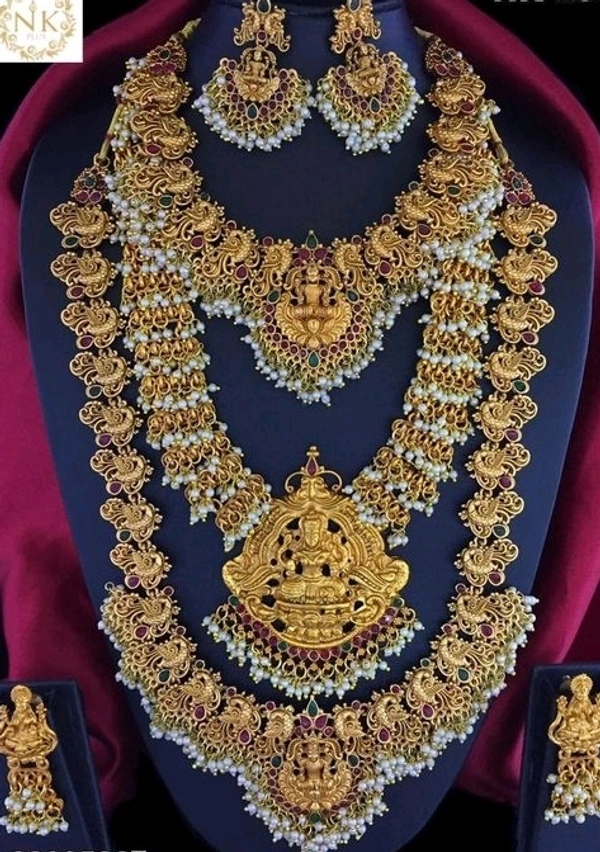 Gold Plated Matte Finsh 2Necklaces And Haram Combo Set Many Designs Available Cod Available