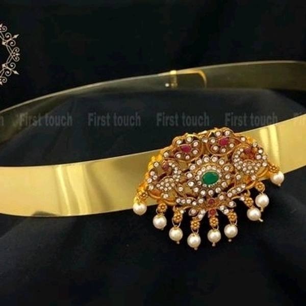  Gold Plated Brass Metal, Matte Finish And Artificial Stones ,pearls Hip Belt Cod Available