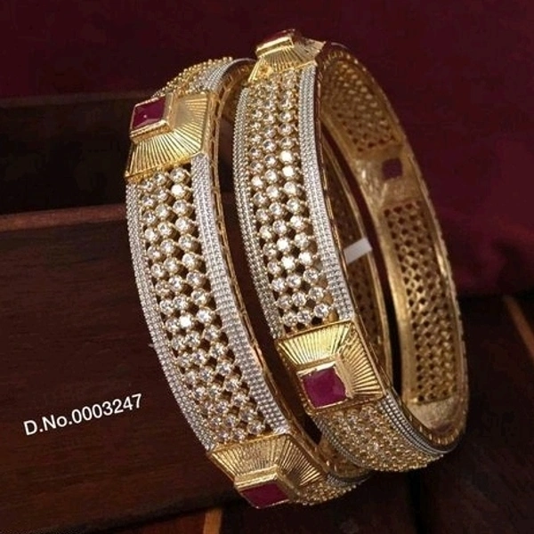 Gold Plated Beautiful Bangles Made With Cz Stone And Ruby Stone Many Designs Available Cod Available