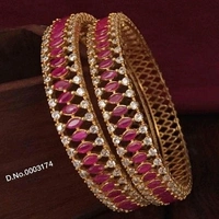 Gold Plated Beautiful Bangles Made With Cz Stone And Ruby Stone Many Designs Available Cod Available