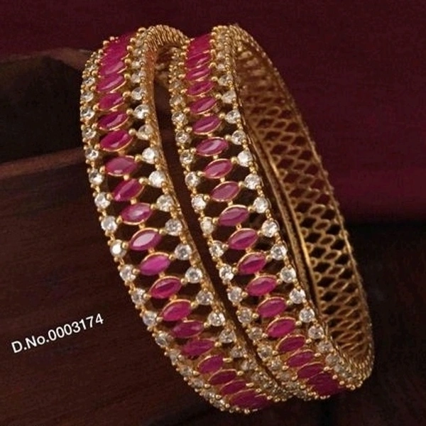 Gold Plated Beautiful Bangles Made With Cz Stone And Ruby Stone Many Designs Available Cod Available