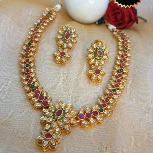 Feminine Beautiful Jewellery Sets Brass Metal & Copper Plating  Artificial Stones & Beads Dispatch In 2-3 Days COD Available
