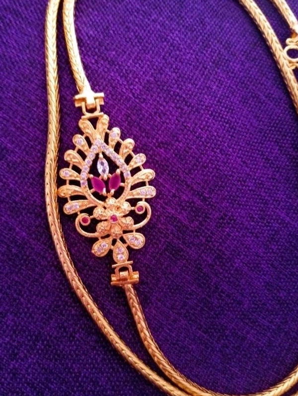 Gold Plated Thali Chains With Side Pendent Made With American Diamonds COD Available