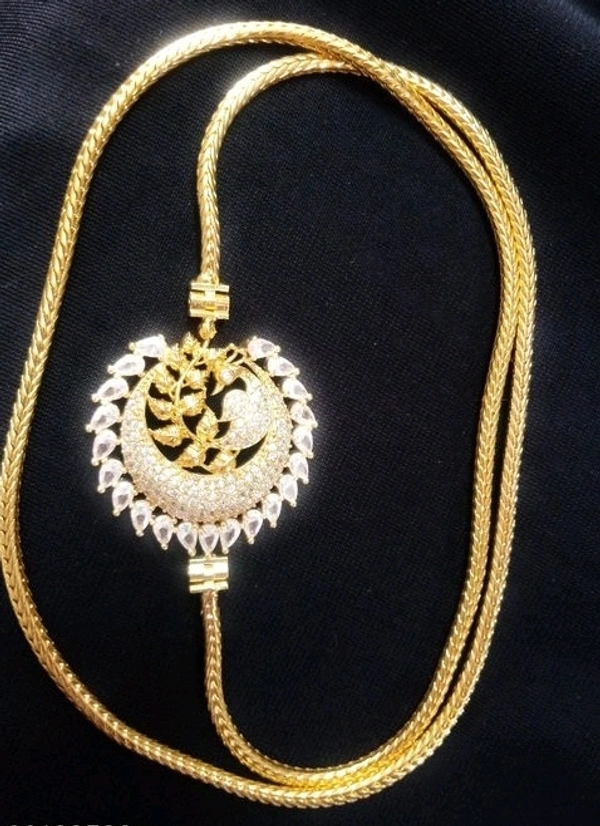 Gold Plated Thali Chains With Side Pendent Made With American Diamonds COD Available