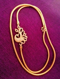 Gold Plated Thali Chains With Side Pendent Made With American Diamonds COD Available