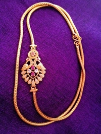 Gold Plated Thali Chains With Side Pendent Made With American Diamonds COD Available