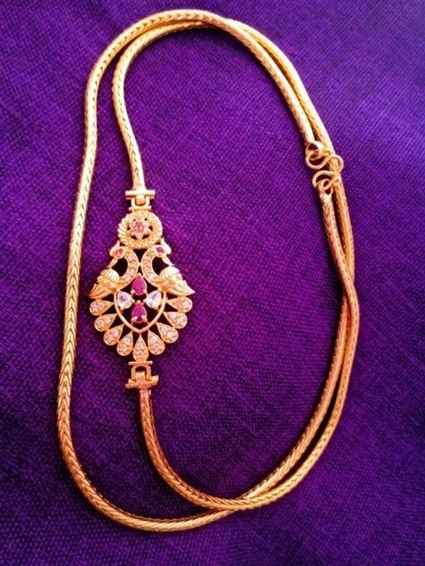 Gold Plated Thali Chains With Side Pendent Made With American Diamonds COD Available