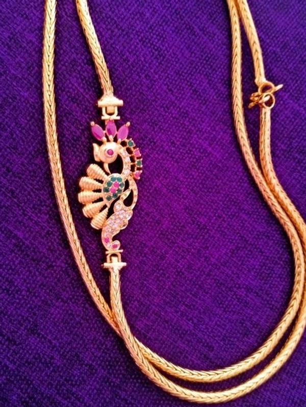 Gold Plated Thali Chains With Side Pendent Made With American Diamonds COD Available