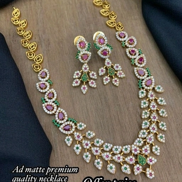 Gold Plated Beautiful Design Necklace With American Diamonds  And Ruby Stone So May Designs Available And COD Available