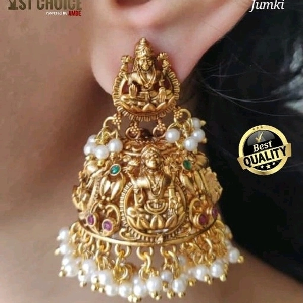 Gold Plated Matte Finish Earrings With American Diamond And Pearls COD Available
