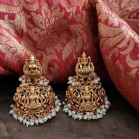Gold Plated Matte Finish Earrings With American Diamond And Pearls COD Available