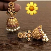 Gold Plated Matte Finish Earrings With American Diamond And Pearls COD Available