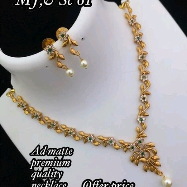 Gold Plated Beautiful Design Necklace With American Diamonds  And Pearls So May Designs Available And COD Available