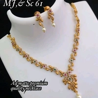 Gold Plated Beautiful Design Necklace With American Diamonds  And Pearls So May Designs Available And COD Available