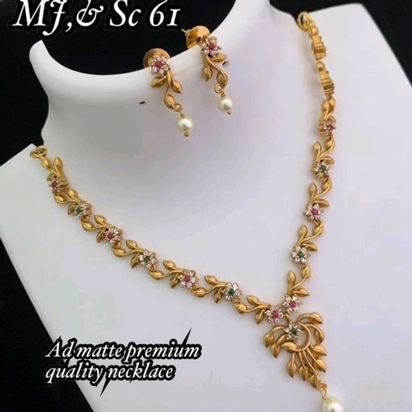 Gold Plated Beautiful Design Necklace With American Diamonds  And Pearls So May Designs Available And COD Available
